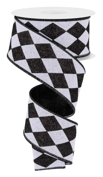 2" x 10yd Double Layer Harlequin/Glitter Ribbon