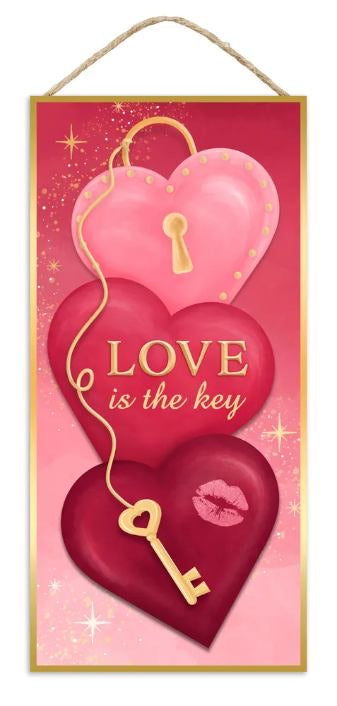 12.5”x6” Love is the Key Wreath Sign