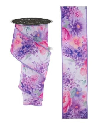 Wired Watercolors Floral Ribbon- 2.5”x10 Yards