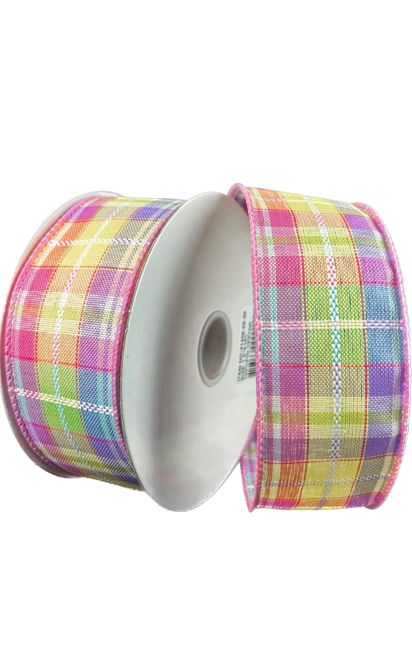Wired Pastel Kennedy Plaid Ribbon-1.5”x10 Yards