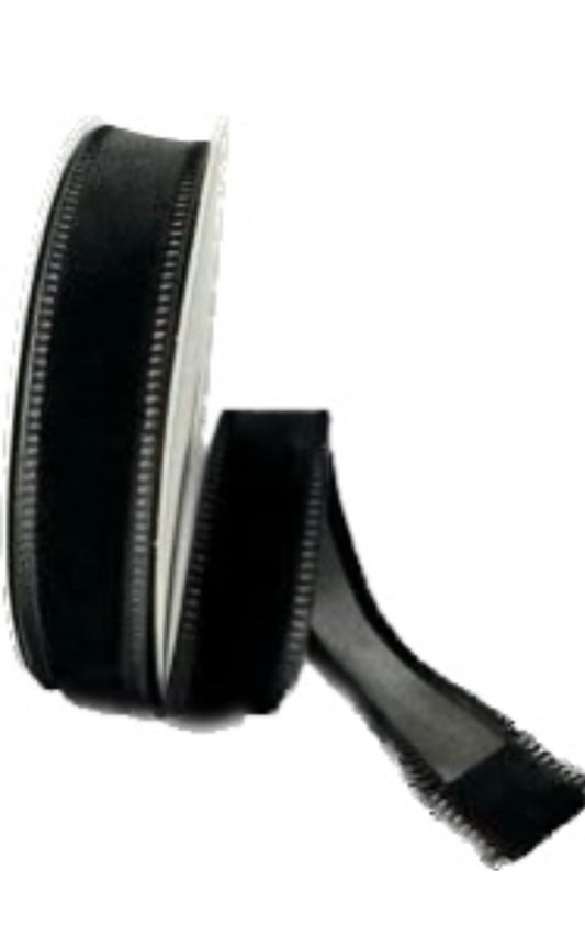 Wired Black Velvet Ribbon-7/8”x10 Yards