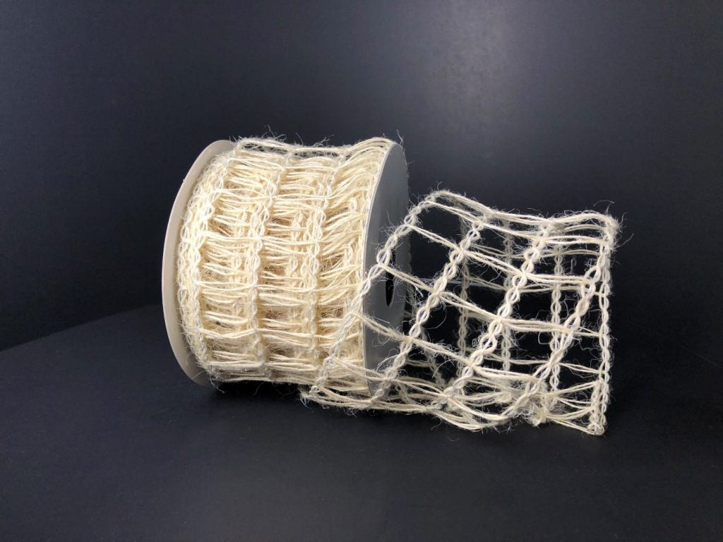 10 Yards - 2.5” Wired White Open Weave Ribbon - Netting Ribbon