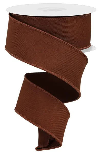 Wired Brown and White Check Ribbon-1.5”x10 Yards