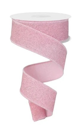 Wired Pink Fine Glitter on Royal Ribbon- 1.5”x10 Yards