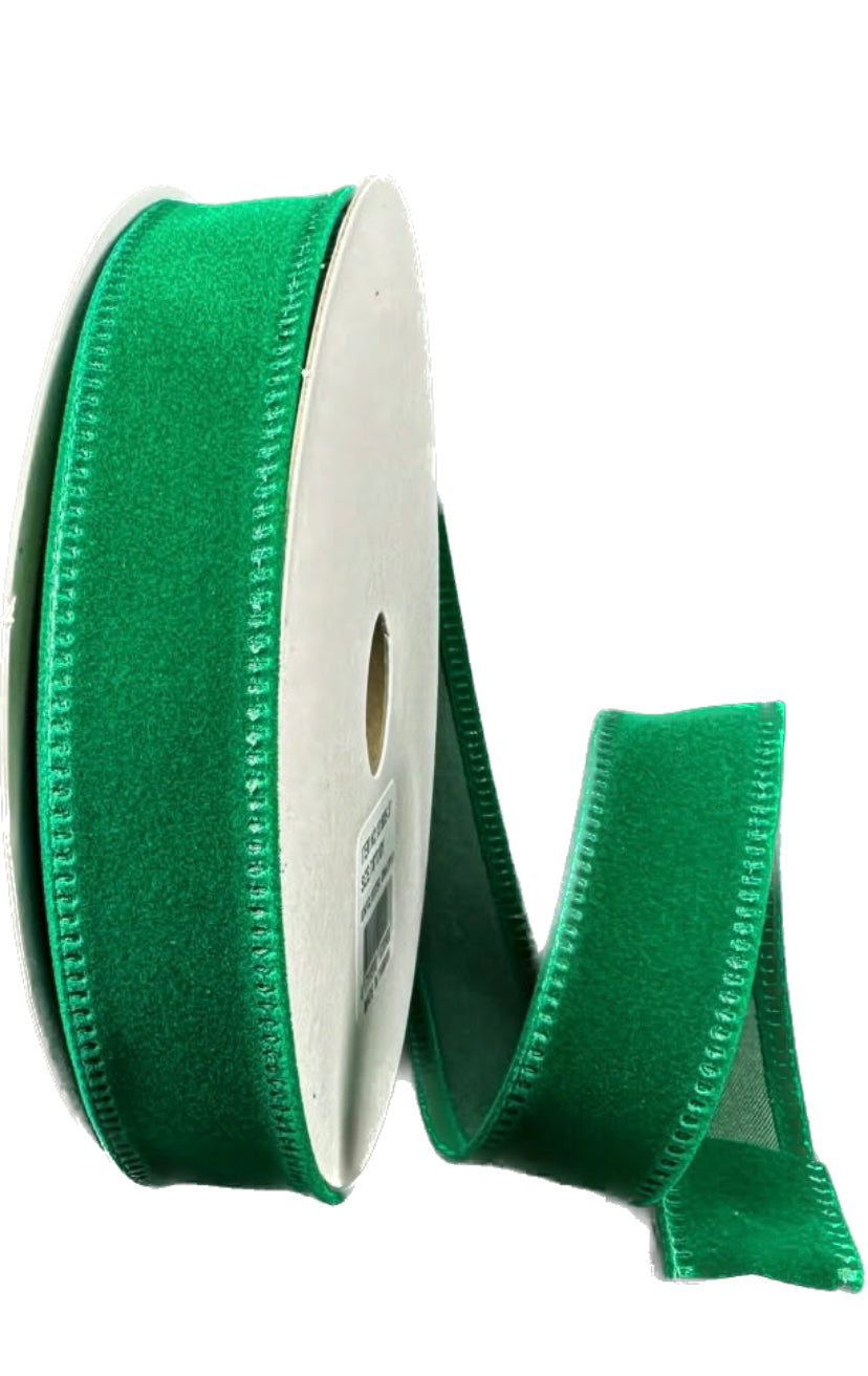 Wired Emerald Velvet Ribbon-7/8”x10 Yards