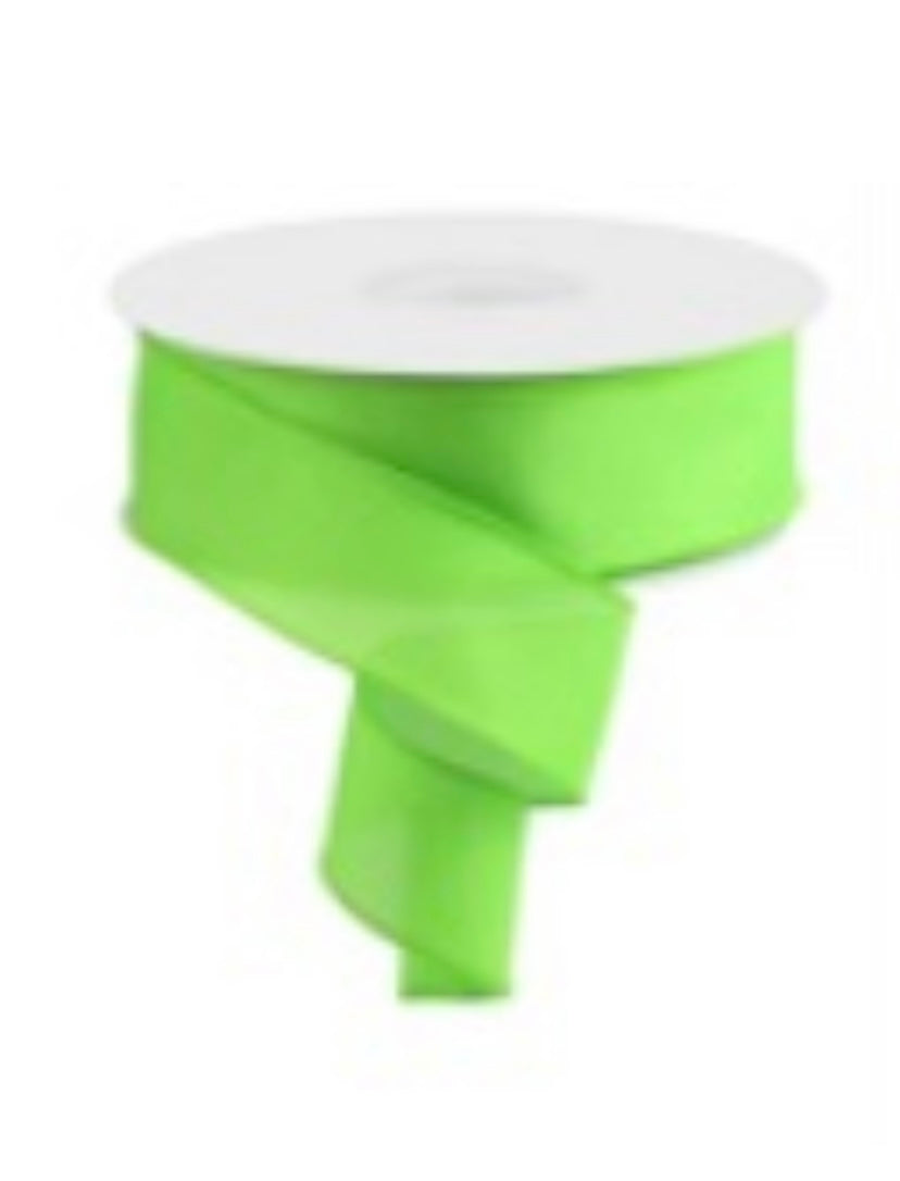 50 Yards - 2.5” Wired Lime Green Linen Ribbon