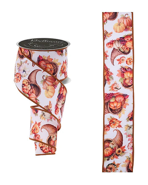 Wired Wired Fall Cornucopias Ribbon- 2.5”x10 Yards