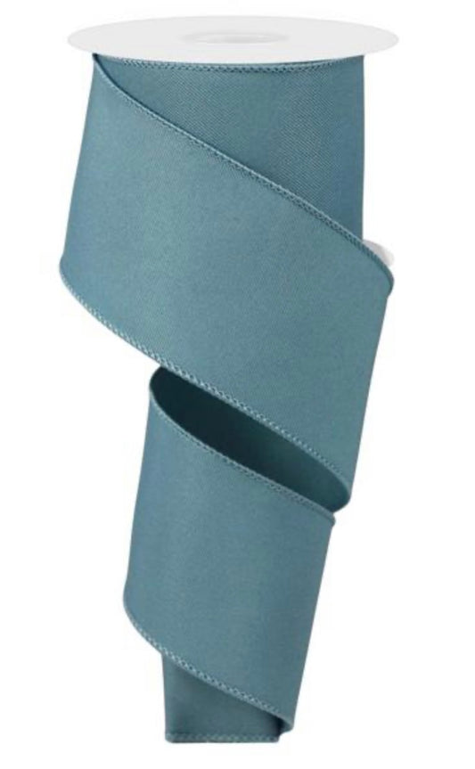10 Yards - 2.5” Wired Smoke Blue Satin Ribbon