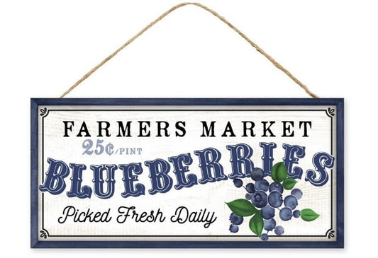 Farmhouse Blueberries Wreath Sign- 12.5”x6”