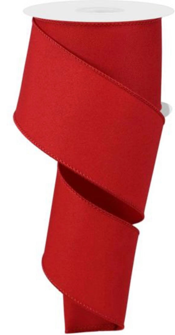 10 Yards - 2.5" Wired Solid Red Ribbon