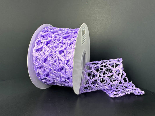 10 Yards - 2.5” Wired Lavender Hexagon Open Weave Ribbon - Netting Ribbon