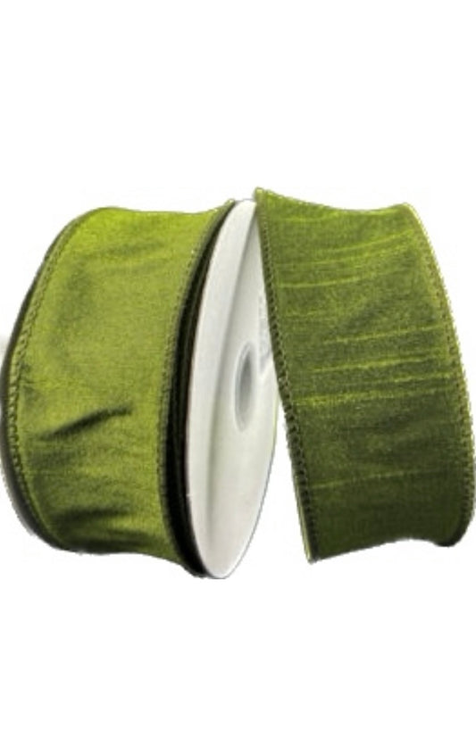 Wired Olive Green Faux Dupioni Ribbon- 1.5”x10 Yards