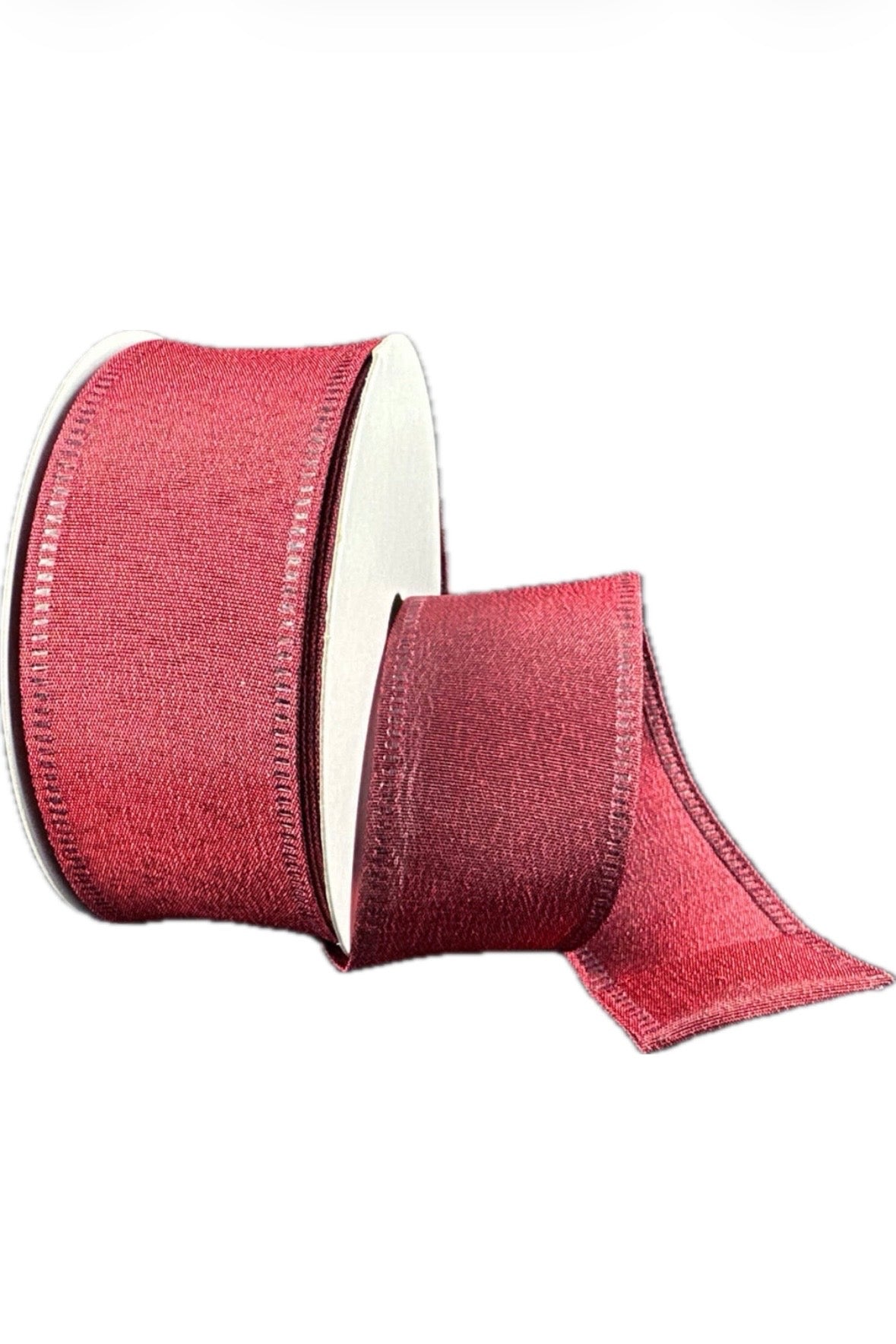 Wired Dark Red Metallic Sheen Satin Ribbon- 1.5”x10 Yards