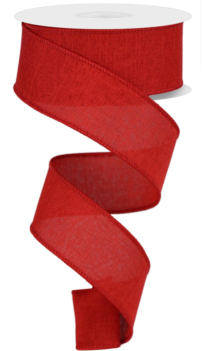 10 Yards- 1.5” Wired Royal Red Burlap Ribbon