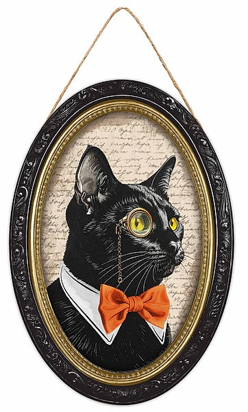 13"H x 9"L Oval Cat Portrait Wreath Signs