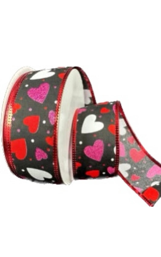 Wired Valentines Day Heart Ribbon- 1.5”x10 Yards