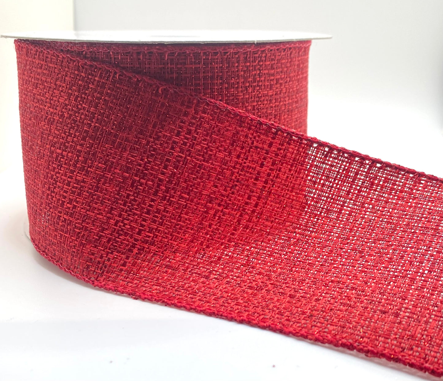 10 Yards - 2.5” Wired Red Tweed Ribbon