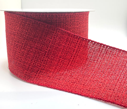 10 Yards - 2.5” Wired Red Tweed Ribbon