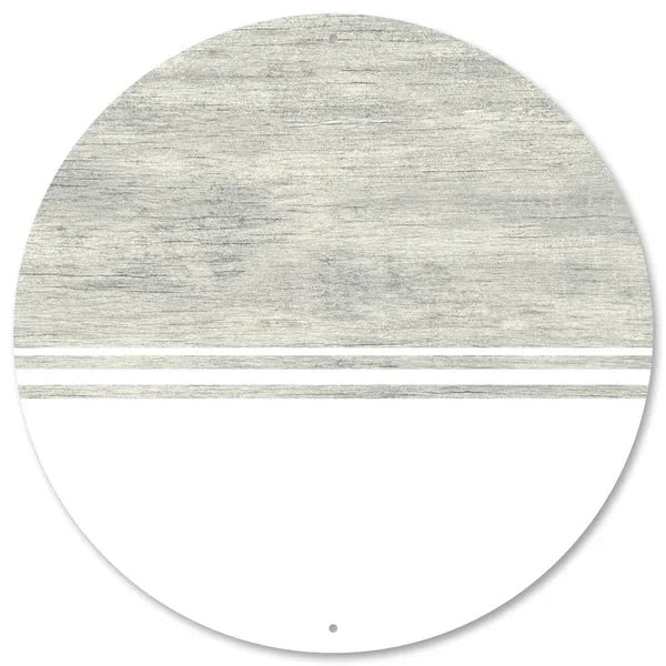 12” Round Gray and White Wood Like Wreath Sign