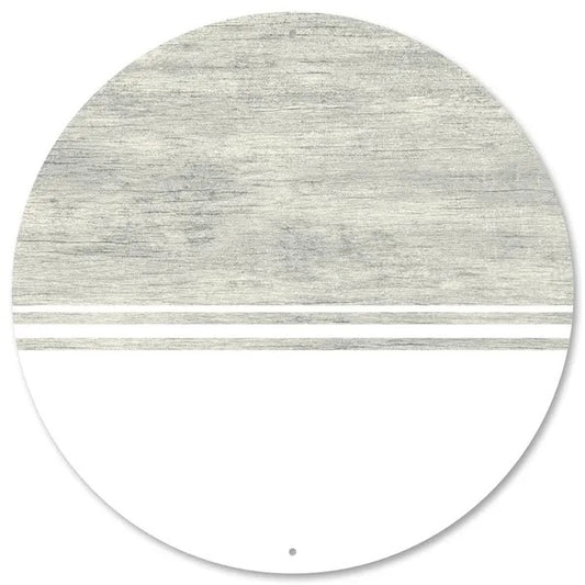 12” Round Gray and White Wood Like Wreath Sign
