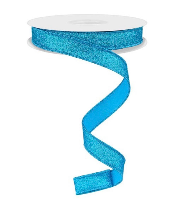 Wired Turquoise Shimmer Glitter Ribbon- 5/8”x 10 Yards
