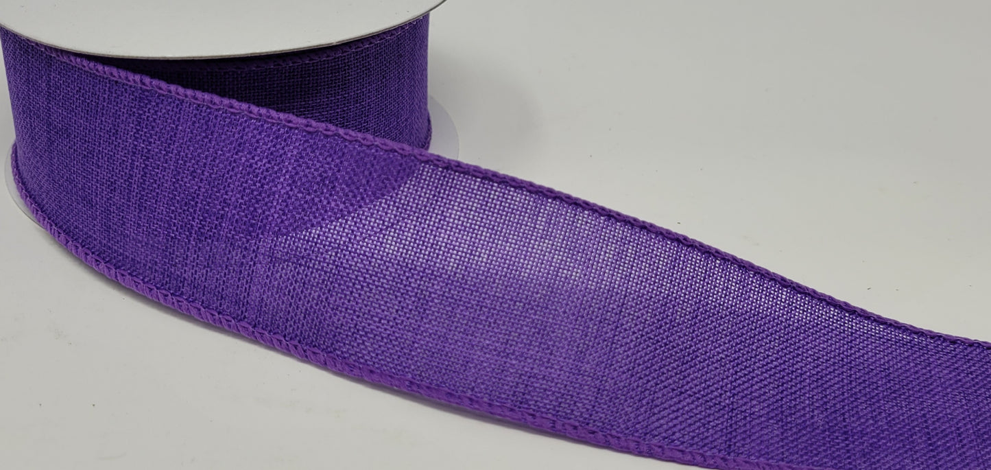 10 Yards - 1.5” Wired Purple Linen Ribbon