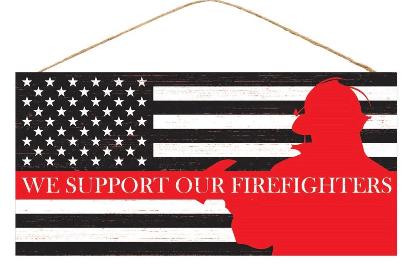 12.5”x6” We Support Our Firefighters Wreath Sign