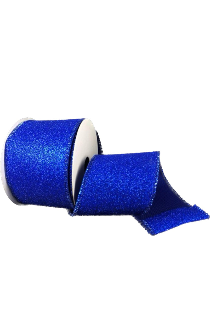 Wired Blue Glitter Ribbon- 2.5”x10 Yards