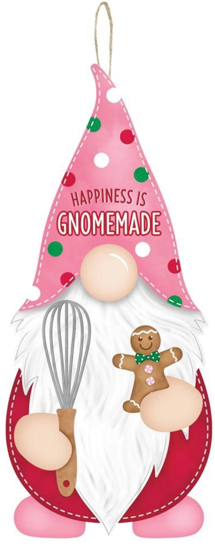 13.25”x5.75” Happiness is Gnomemade Christmas Wreath Sign