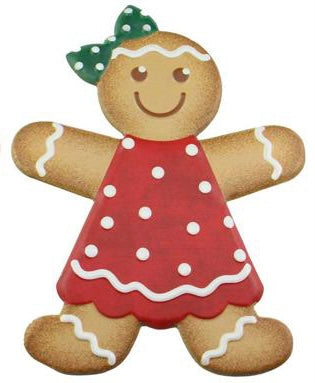 12” Metal Embossed Gingerbread Girl Wreath Sign