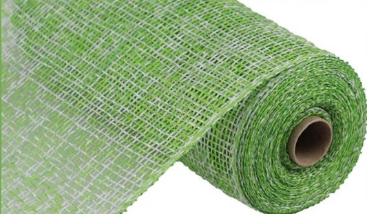 10 inch x 10 Yards Lime Green and White Two-Tone Poly Burlap Mesh