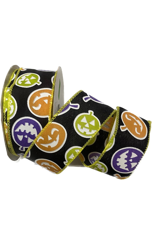 Wired Jack-o-lantern Halloween Ribbon-1.5”x 10 Yards