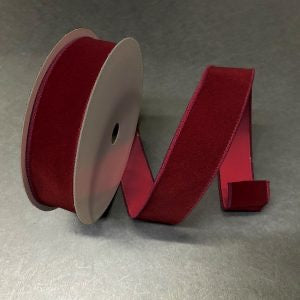 Wired Burgundy Velvet with Matching Edge Ribbon- 1.5”x50 Yards