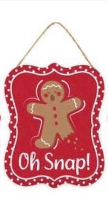 Metal Oh Snap! Gingerbread Wreath Sign- 5”x4”