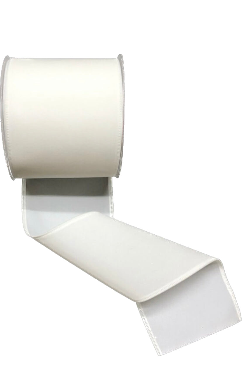 Wired White Velvet Ribbon-4”x10 Yards