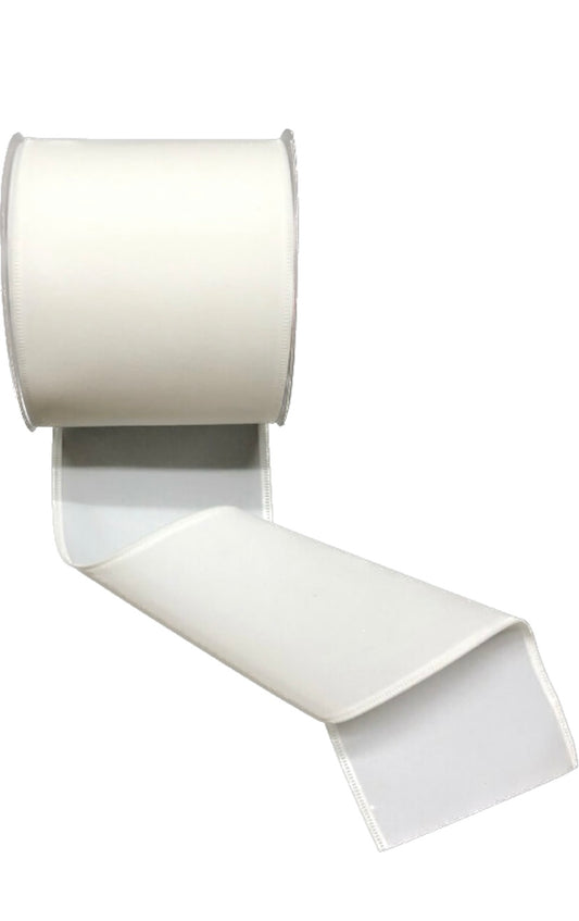 Wired White Velvet Ribbon-4”x10 Yards