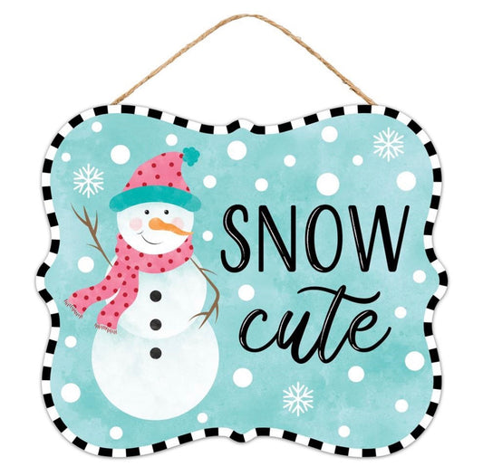 10.5”x9” Snow Cute Winter Snowman Wreath Sign