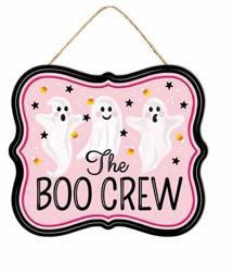 7”x6” Metal Halloween The Boo Crew Ghost Sign