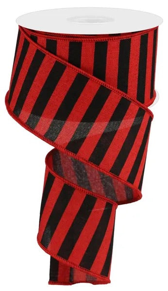 Wired Black and Red Stripe Ribbon- 2.5”x 10 Yards