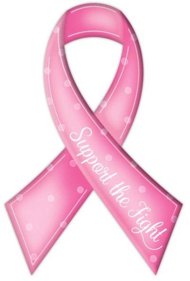 12.5” Metal Support the Fight Breast Cancer Awareness Ribbon Wreath Sign