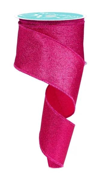Wired Pink Laser Glitter Ribbon- 2.5” x10 Yards