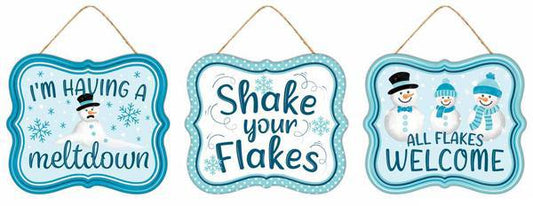 3 Piece Metal Tin Set- All Flakes Welcome, I’m Having a Meltdown, and Shake Your Flakes Wreath Signs-7”x6”