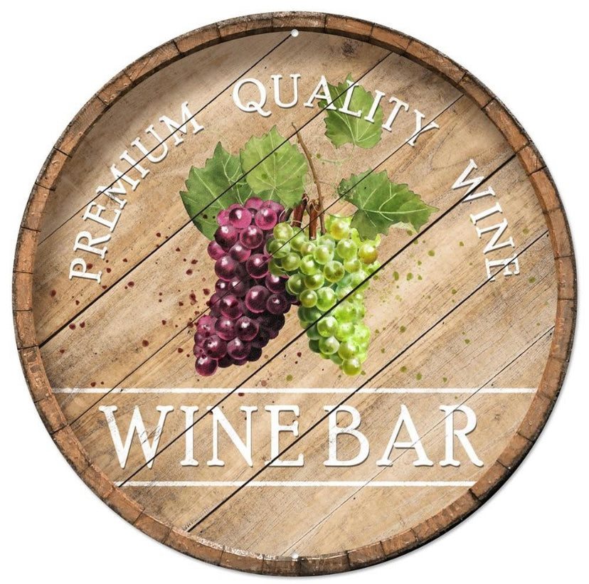 12 Inch Round Metal Dia Wine Barrel Wreath Sign