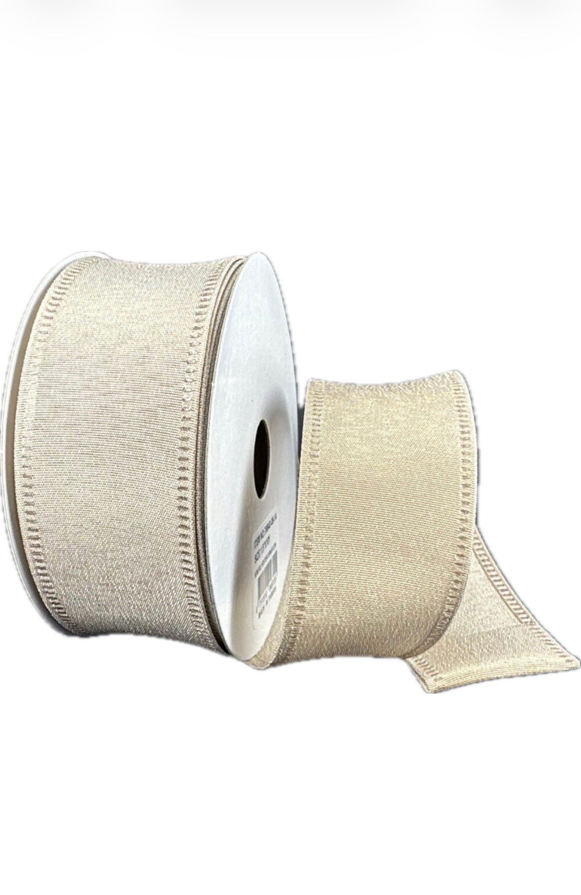Wired Cream/Tan Metallic Sheen Satin Ribbon- 1.5”x10 Yards