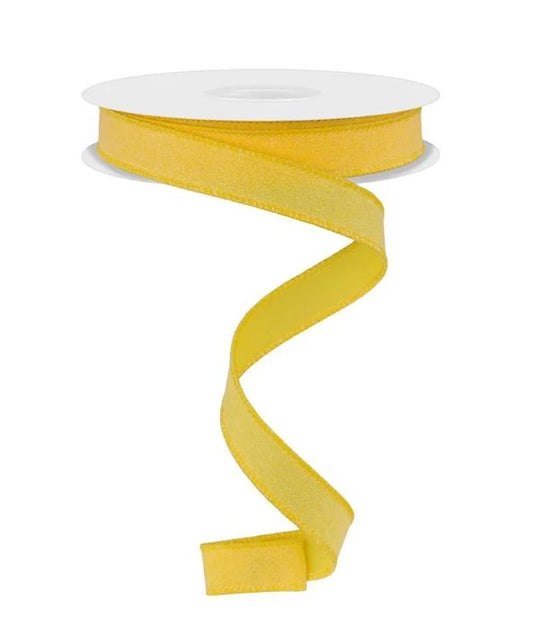 Wired Yellow Shimmer Glitter Ribbon- 5/8”x10 Yards