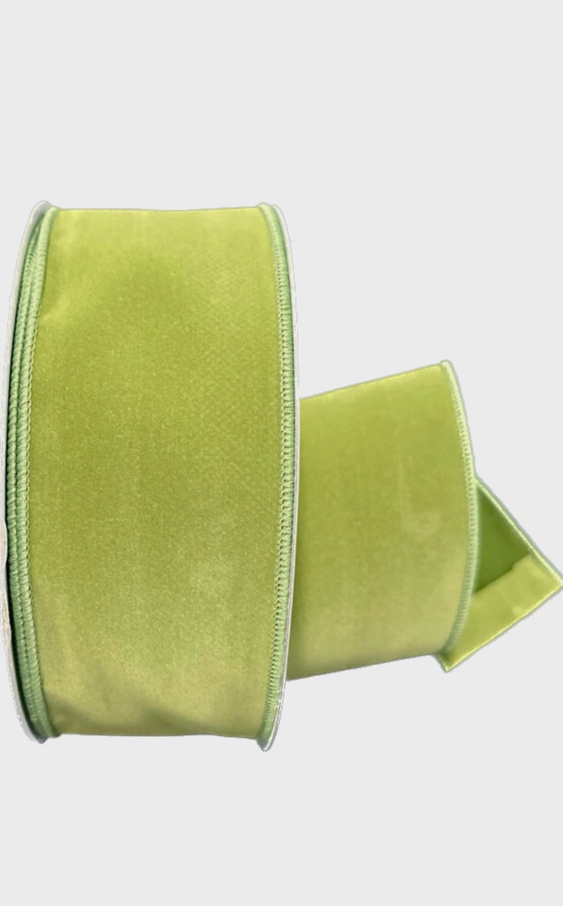 Wired Sage Green Flat Velvet Ribbon-2.5”x50 Yards