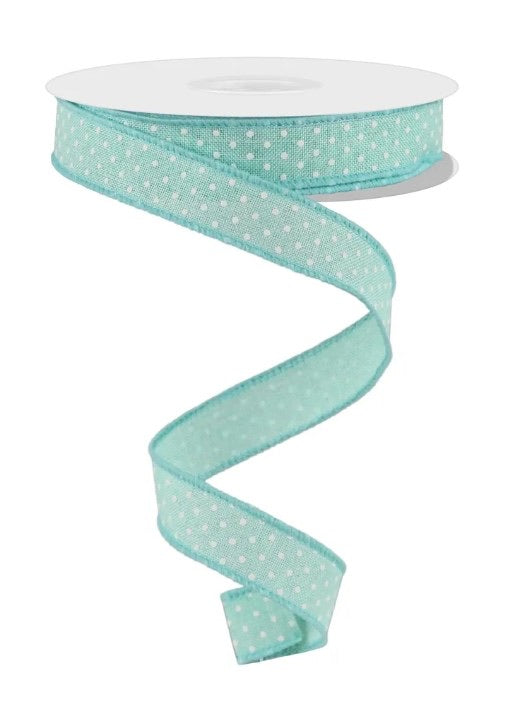 Wired Ice Blue and White Raised Swiss Dot Ribbon-5/8”x10 Yards