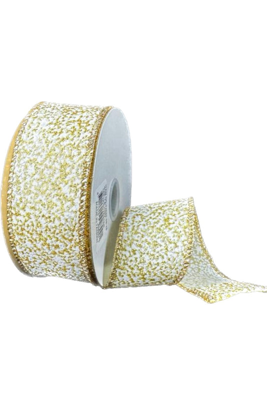 Wired Gold Glitter White Confetti Ribbon- 1.5”x10 Yards