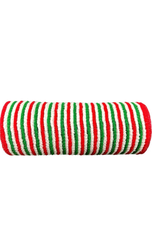 Red, Green, and White Snow Fuzz Mesh-10”x10 Yards