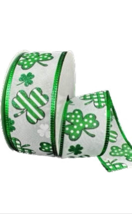 Wired Clovers St Patrick's Day Ribbon-1.5”x 10 Yards